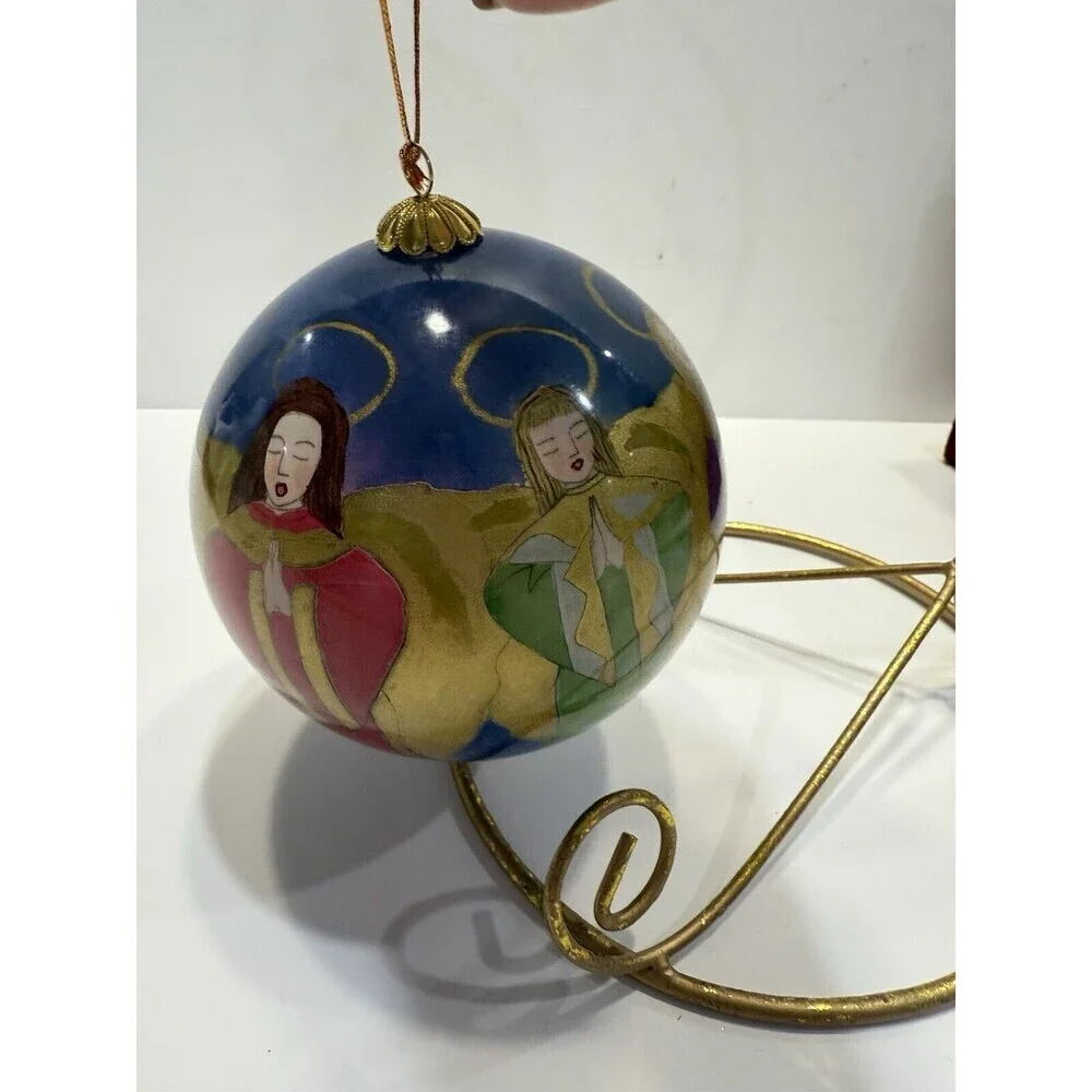 2000 Li Bien Hand Painted Christmas Ornament Pier 1 Angels Singing Praying Large